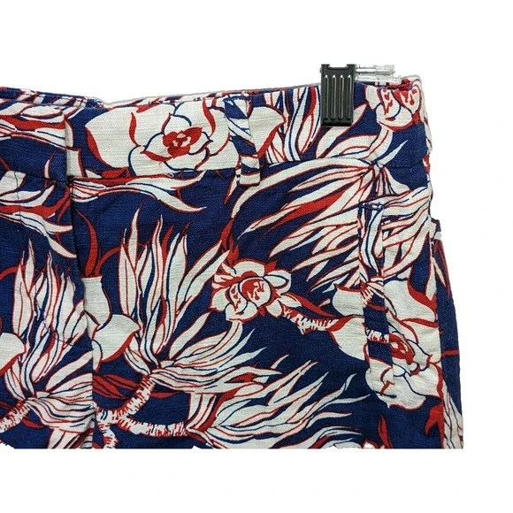 J. CREW Shorts Sz 2 98 Cotton 2 Elastane Front Pockets Mid Rise Blue White Red - Picture 5 of 8